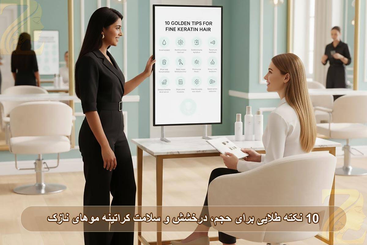 کراتینه موهای نازک: ۱۰ نکته طلایی برای حجم، درخشش و سلامت