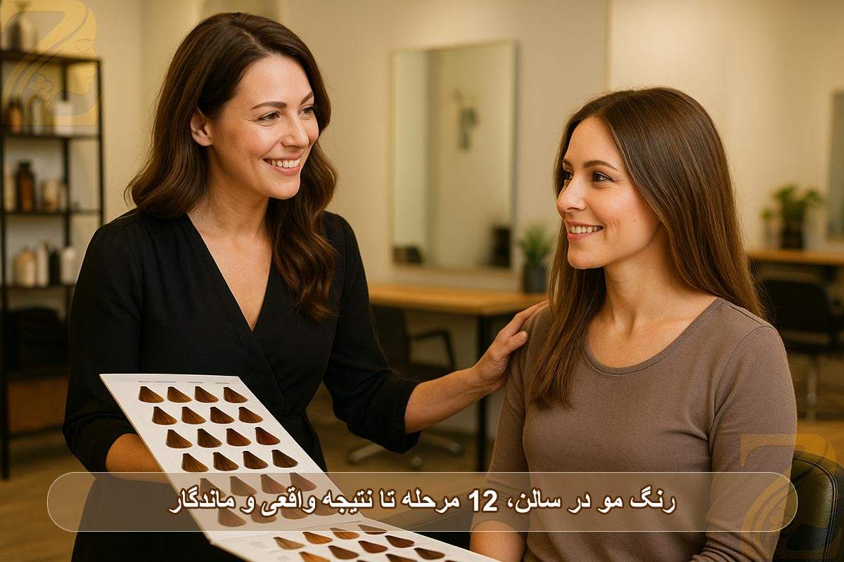 تجربه رنگ مو در سالن: ۱۲ مرحله تا نتیجه واقعی و ماندگار