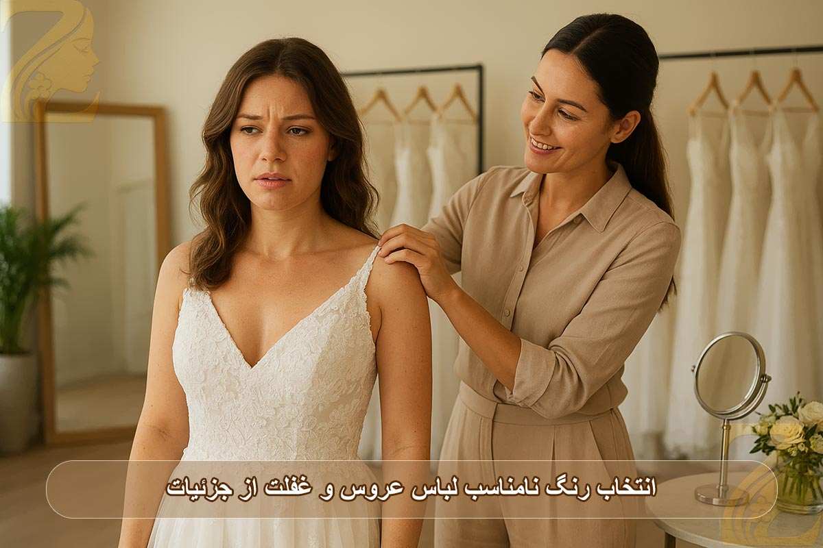 انتخاب رنگ نامناسب لباس عروس و غفلت از جزئیات
