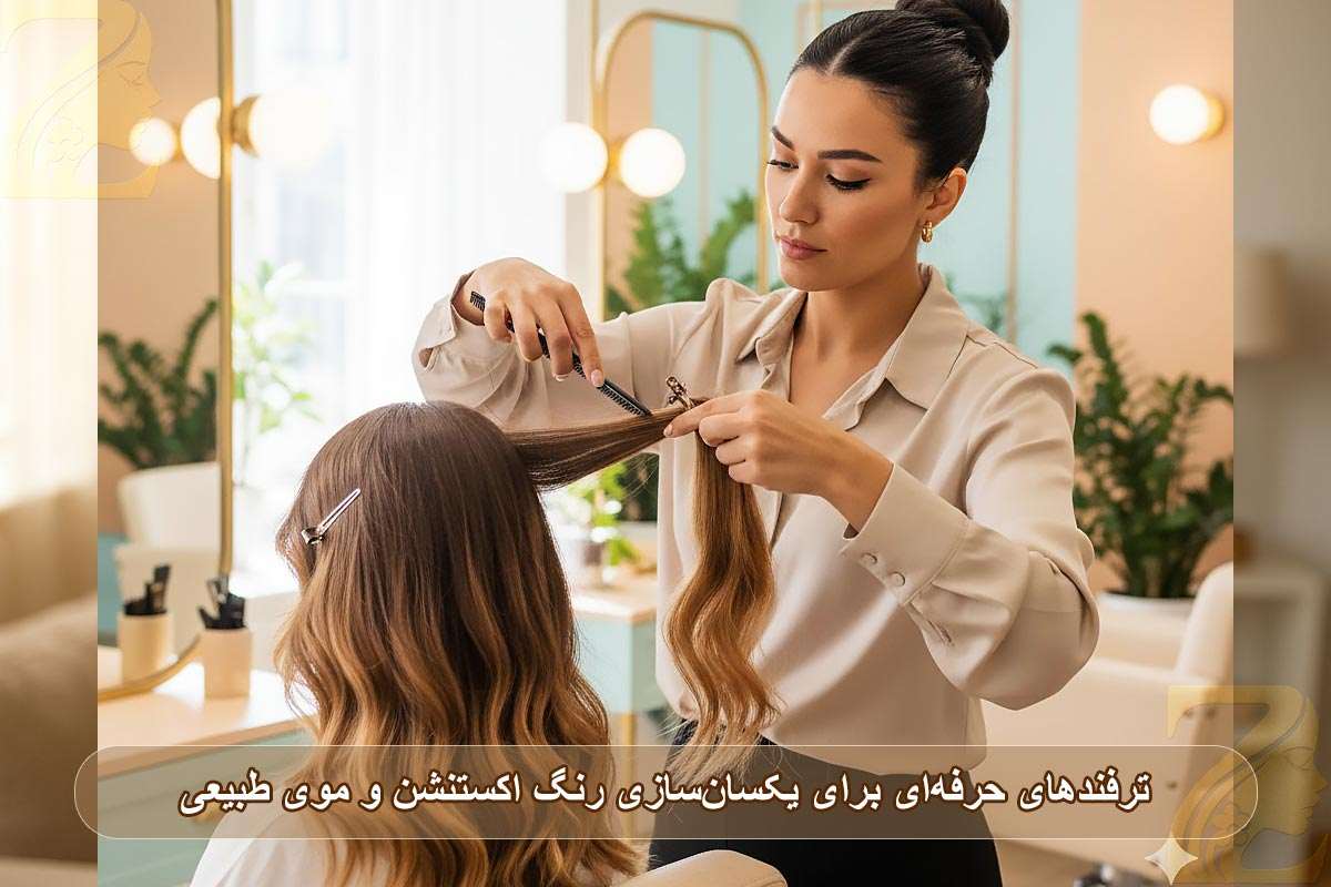 ترفندهای حرفه‌ای برای یکسان‌سازی رنگ اکستنشن و موی طبیعی