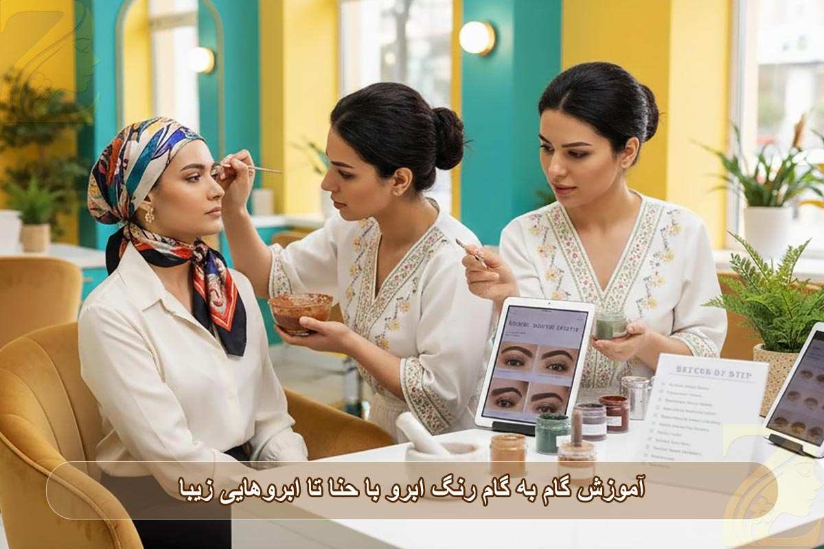 آموزش گام به گام رنگ ابرو با حنا تا ابروهایی زیبا