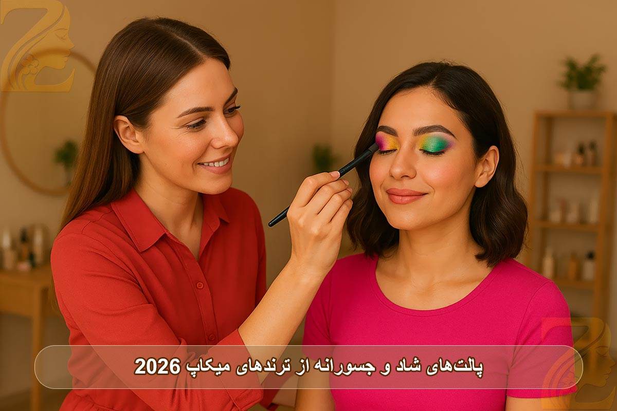 انتخاب پالت‌های شاد و جسورانه از ترندهای میکاپ ۲۰۲۶