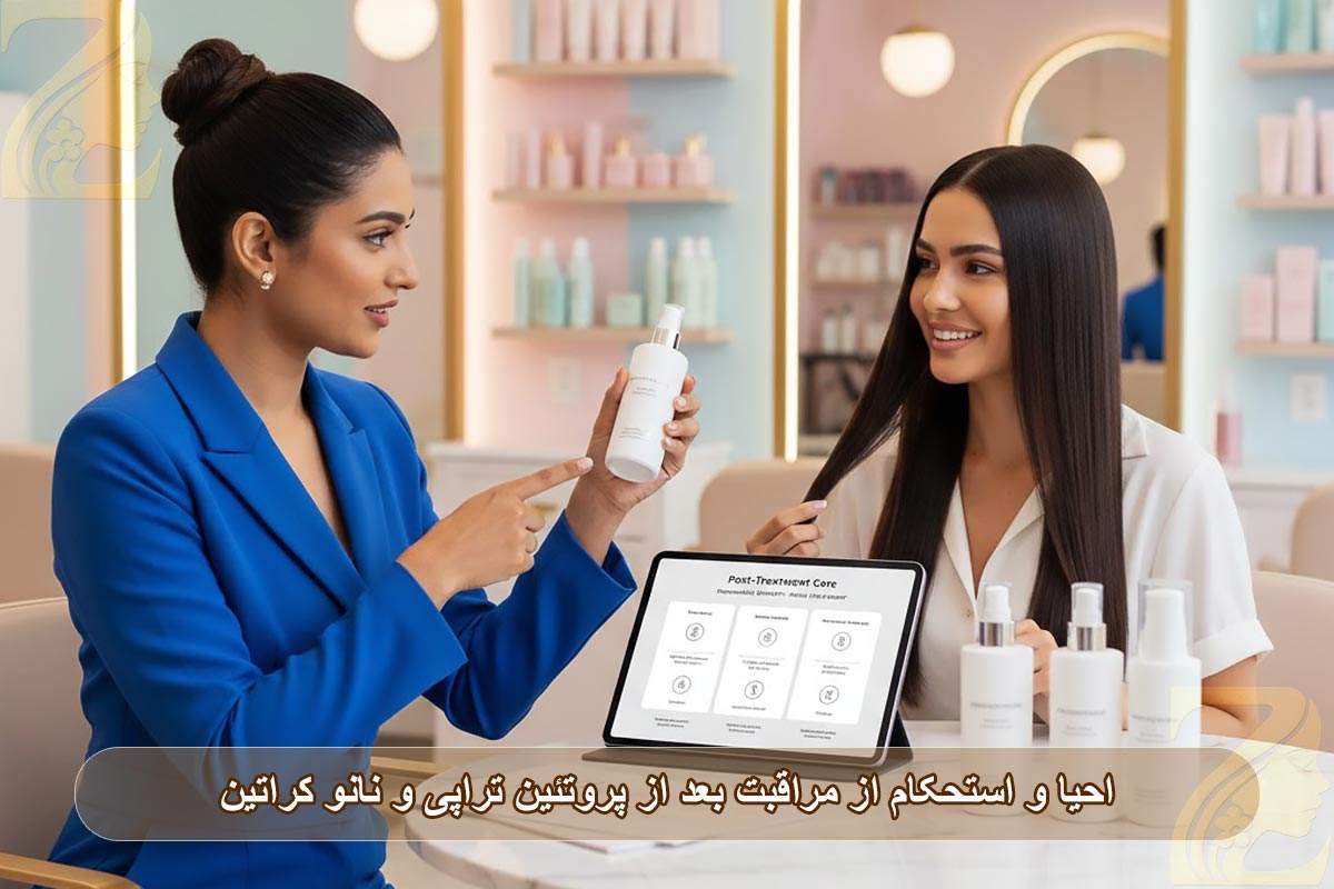 احیا و استحکام از مراقبت بعد از پروتئین تراپی و نانو کراتین