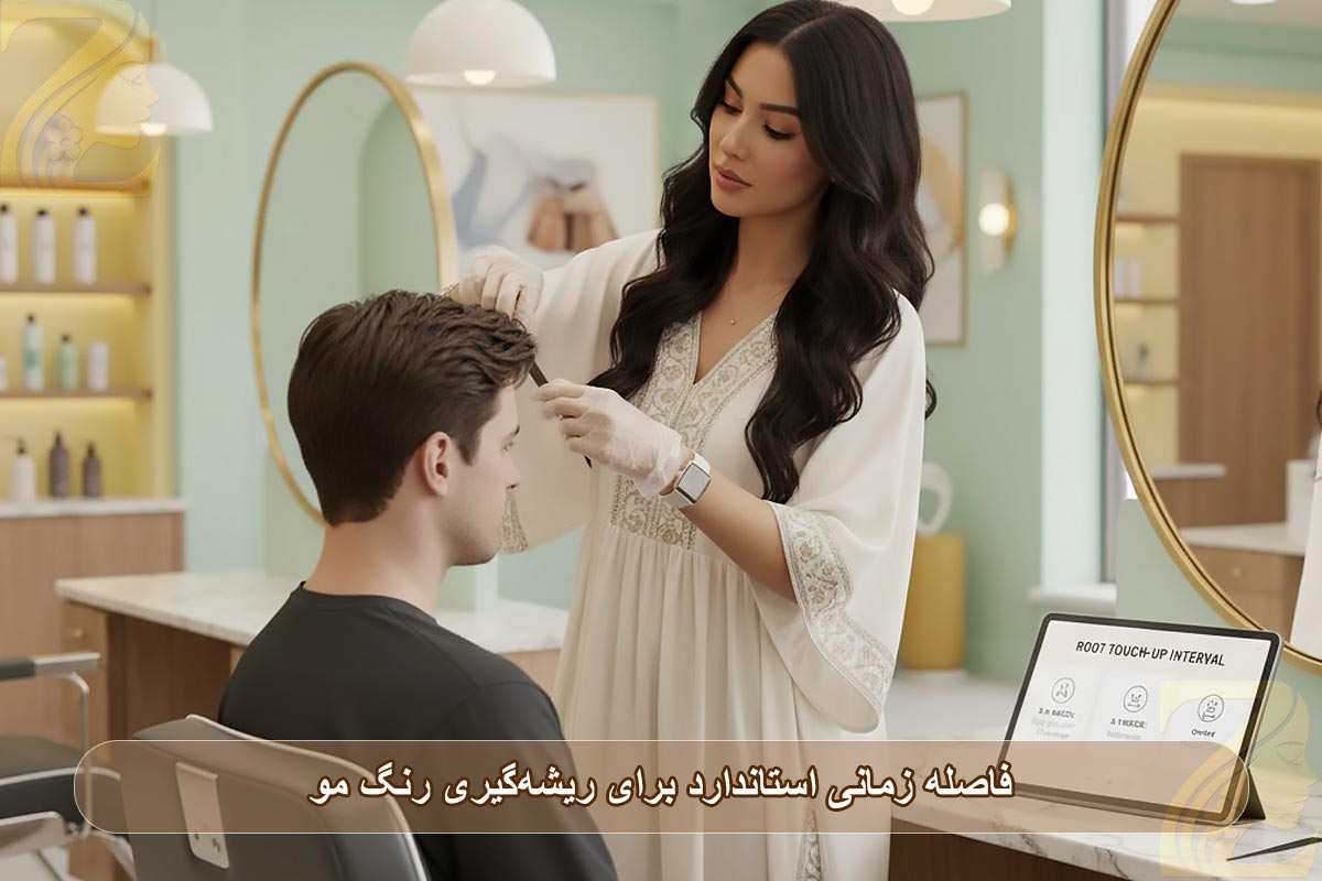 فاصله زمانی استاندارد برای ریشه‌گیری رنگ مو