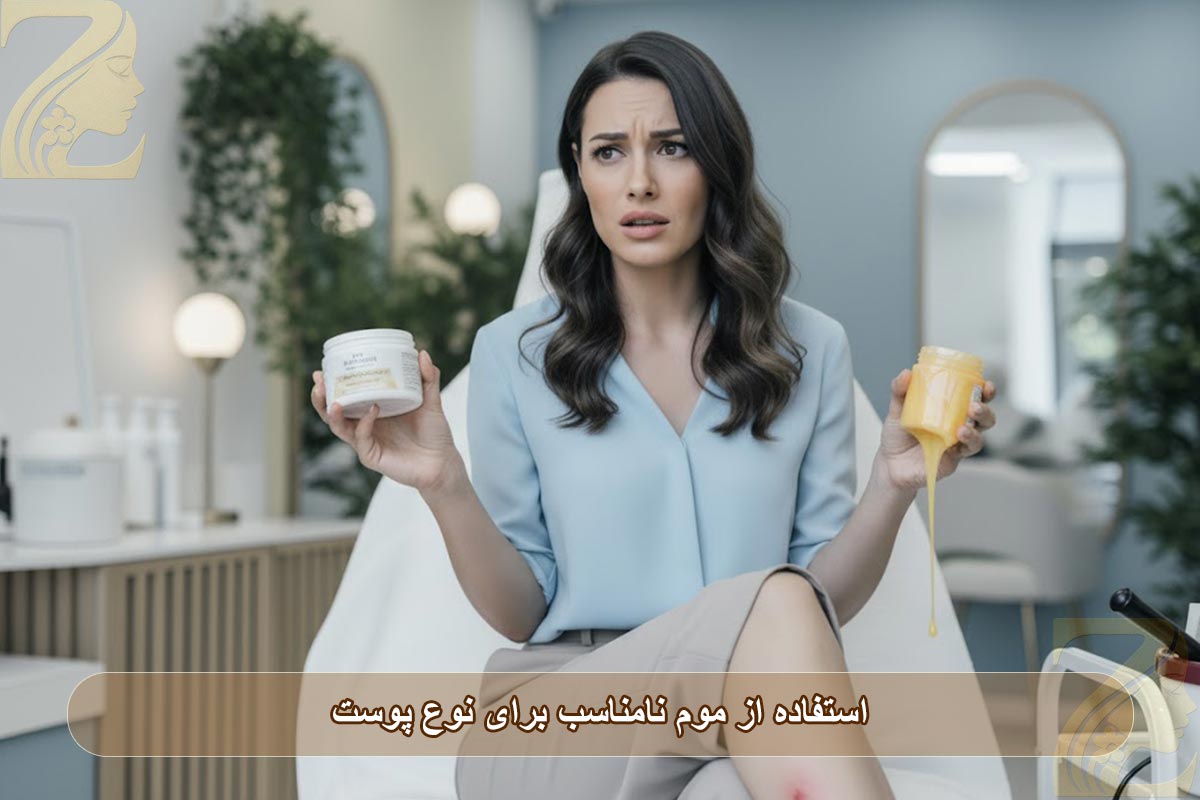 استفاده از موم نامناسب برای نوع پوست